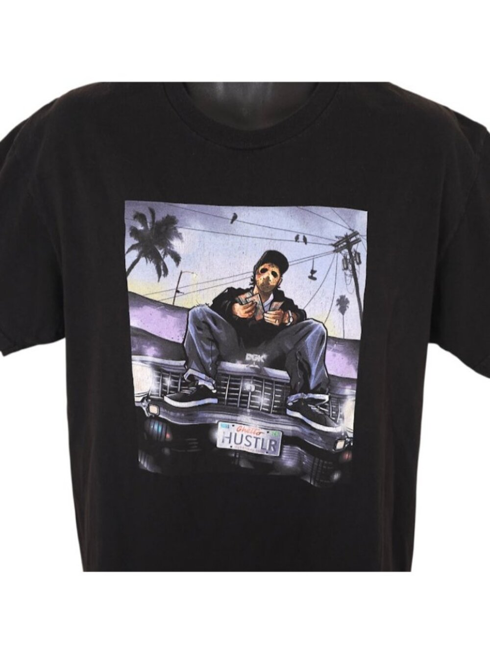 DGK Skater T Shirt Mens Size Large Black Ghetto Hustler Jason Hockey Mask